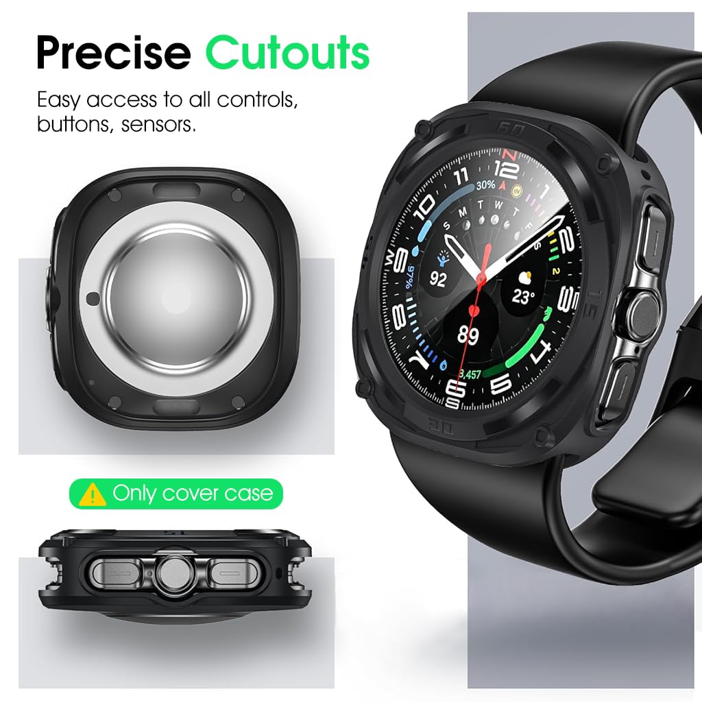 ZORBES® Rugged Bezel Case for Samsung Galaxy Watch Ultra Screen Protector 47mm - Soft TPU Bumper Face Cover for Galaxy Watch 7 Ultra 47mm Accessories