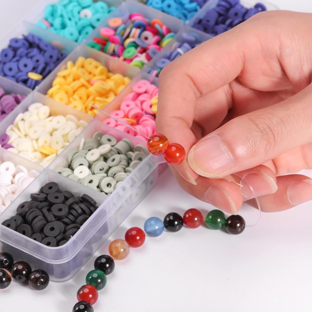 HASTHIP Beading Needles Set for Jewelry Making with 28 pcs Metal Needles and Big Eye Design | Includes Thimble and Threaders