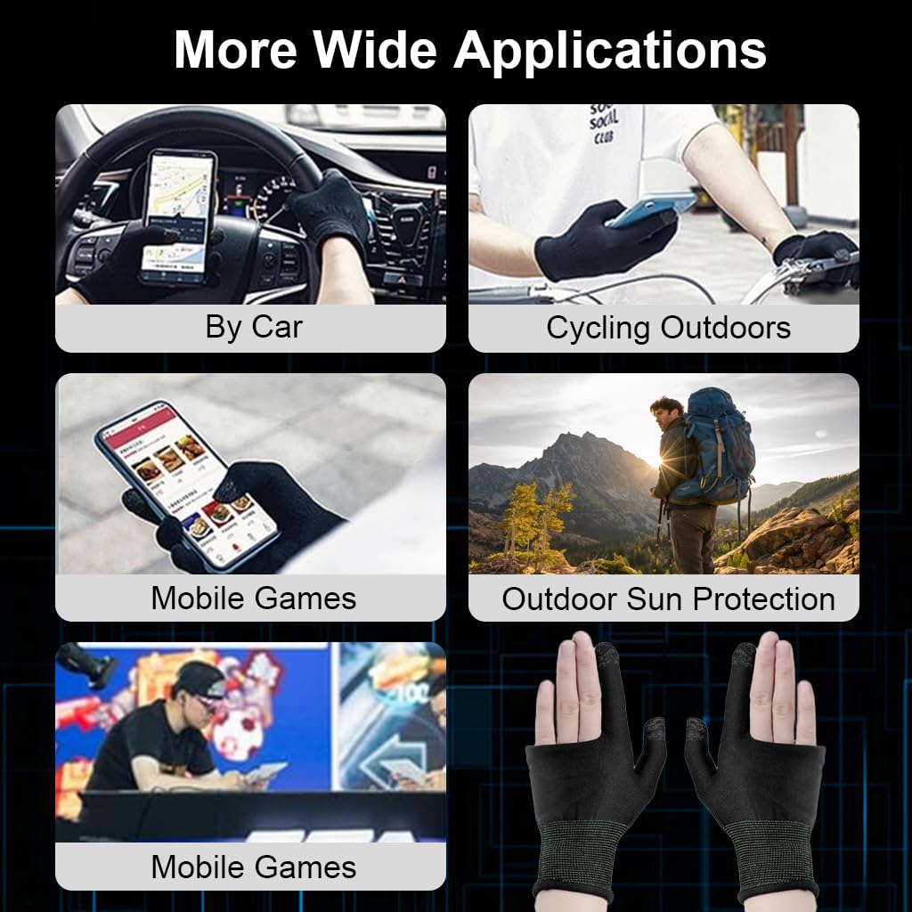ZORBES Gaming Finger Gloves 2PCS for Mobile and Tablet use with Silver Fiber Tips | Breathable Stretch Fit