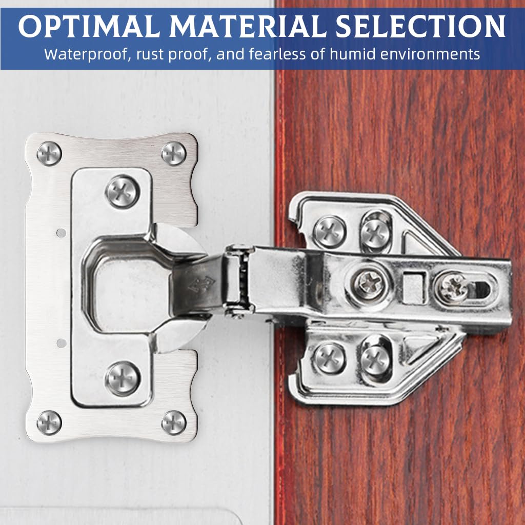 Serplex Cabinet Door Hinge Repair Kit with 6 Stainless Steel Plates and Screws | Easy Installation