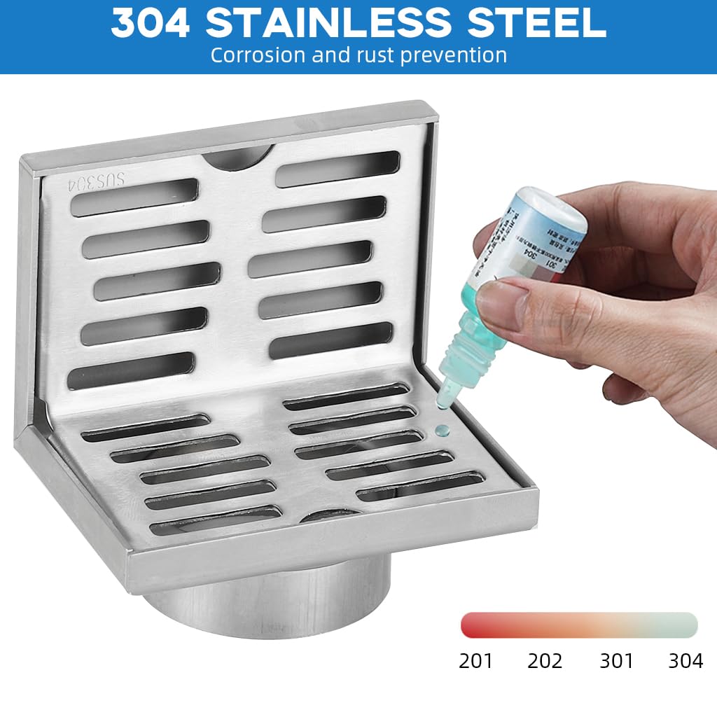 HASTHIP Stainless Steel Corner Floor Drain Cover 10 x 6.5cm for Shower and Balcony | Rust-Resistant Anti-Clog L-Shaped Design
