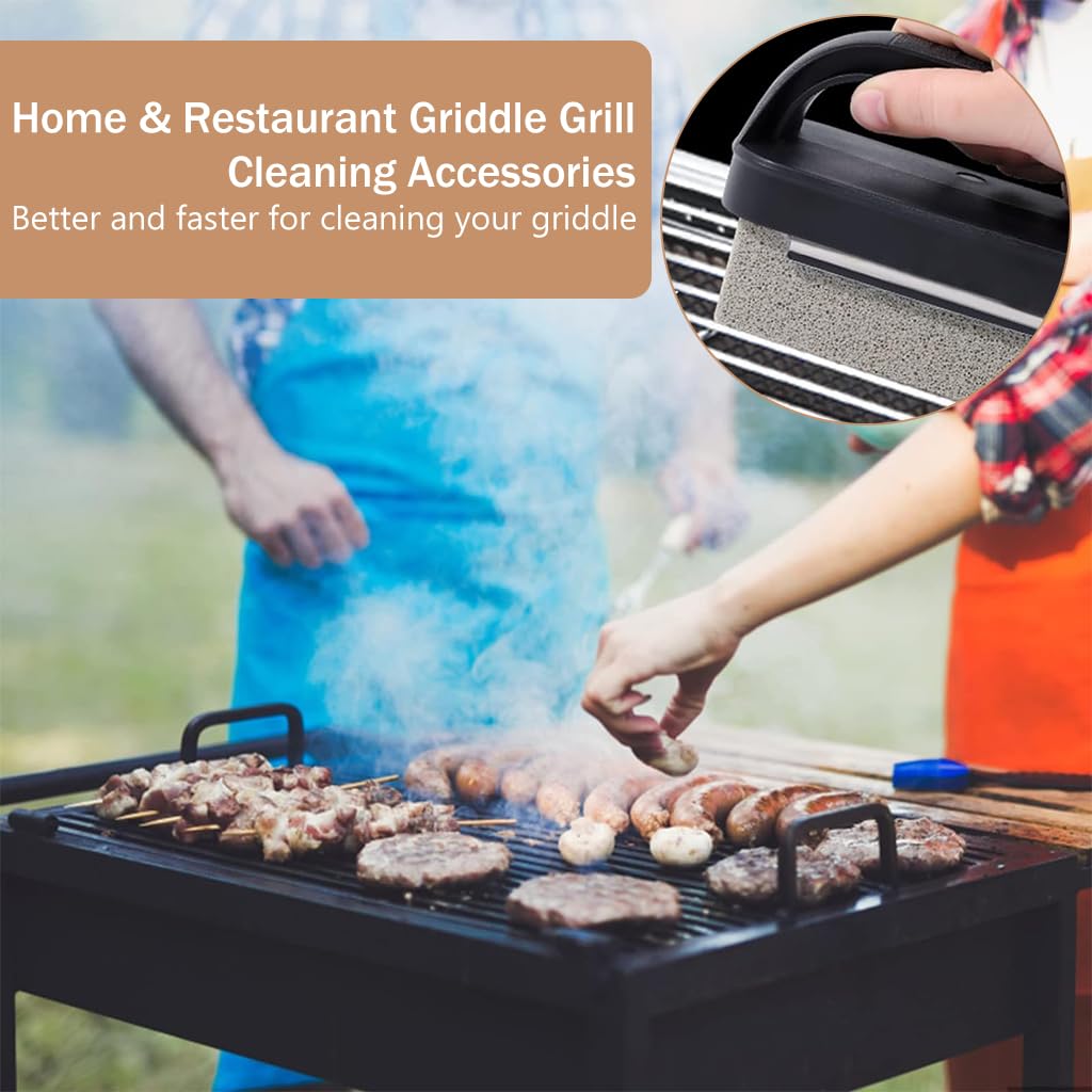 Supvox Grill Cleaner for BBQ and Blackstone Flat Top featuring 11.5×6×4.8cm Pumice Stone with Handle | Rust and Stain Removal Tool