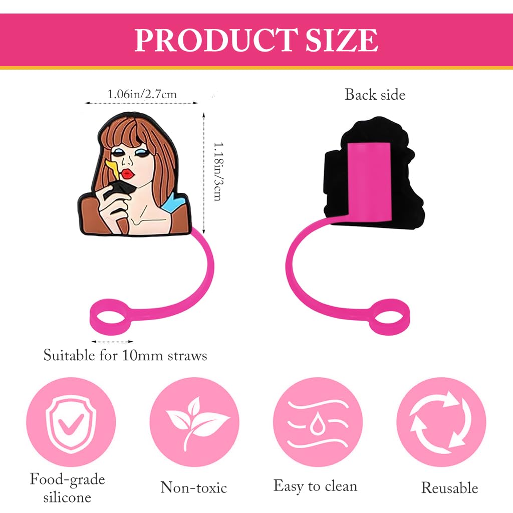 HASTHIP Stanley Straw Cover 18PCS for 30 40 Oz Cups with 10 mm Fit and Food Grade Silicone | Cute Gifts for Fans