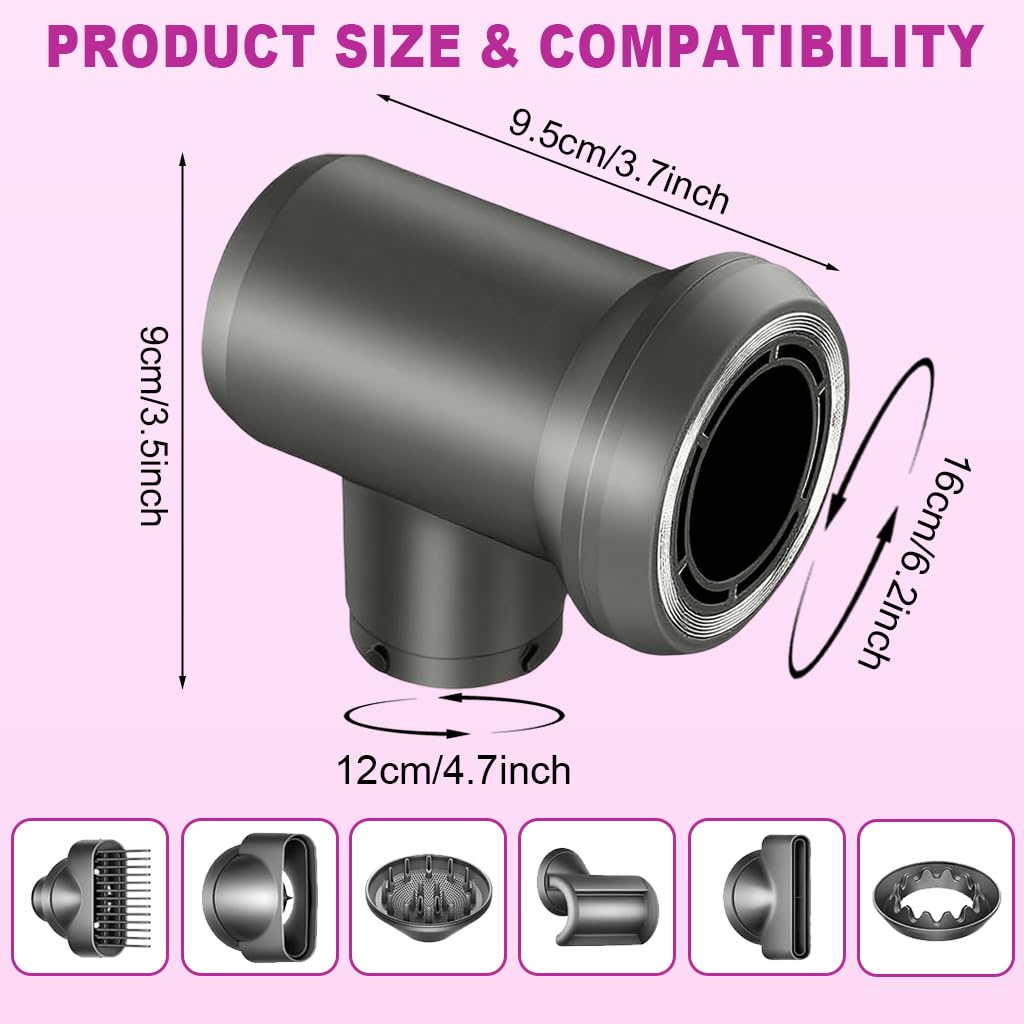 MAYCREATE Adaptor for Dyson Airwrap Attachments featuring Heat‑Resistant Right Angle Design | Converts HS01 HS03 HS05 HS08 Styler to Hair Dryer