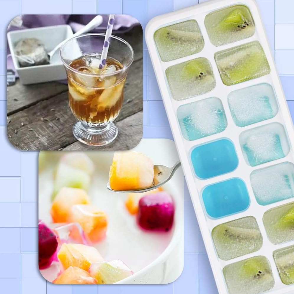ZIBUYU Ice Cube Tray for Home Fridge and Freezer with 16 Cavities Silicone Mould | BPA‑Free