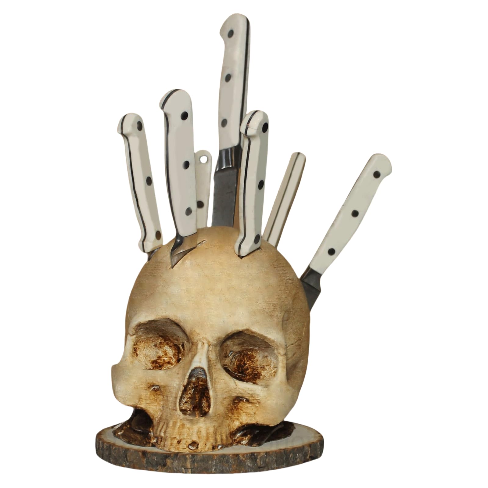 Supvox® Skull Holder for Kitchen:Doubling as Horror - Themed Kitchen Storage Head Rack. Ideal for Scary Party Decor, 15CM/5.9IN-Beige