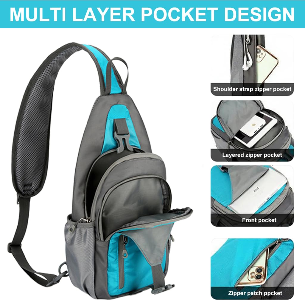 GUSTAVE Chest Bag for Men with Multi Pocket Design and Breathable Strap | 19x11x38cm Waterproof Sling for Hiking and Travel