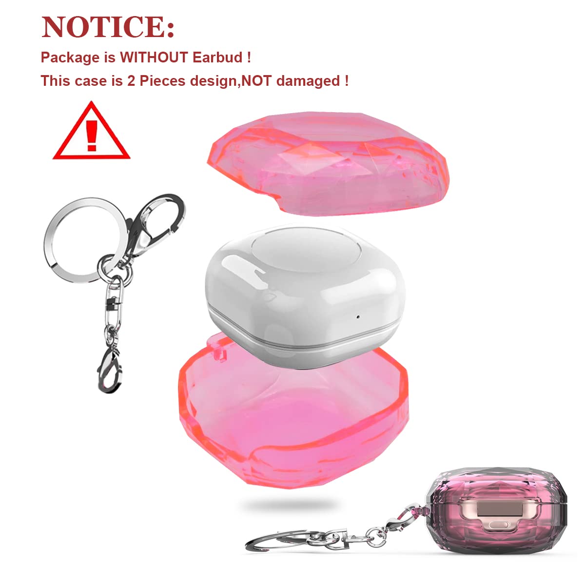 ZORBES Galaxy Buds Case for Samsung Buds 2 Pro and Buds Live featuring 2 Piece PC Cover | Diamond Cut Design with Key Ring
