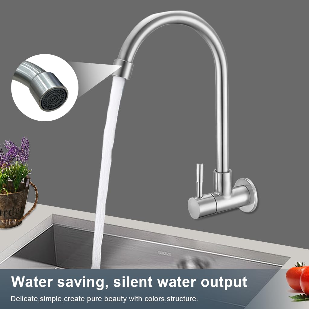 HASTHIP Sink Tap for Kitchen and Bathroom with High Arch Spout | Stainless Steel Minimalist Design
