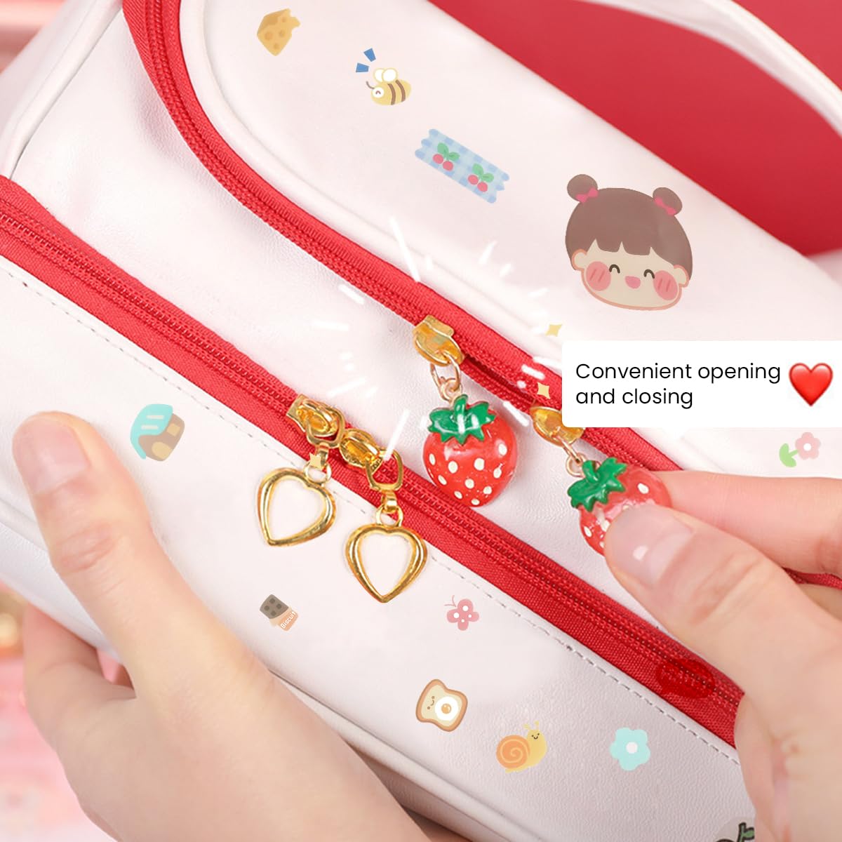 Climberty Pencil Pouch for Girls with Double Layer Design and Handle | 8.6×6.2×3.7 in Waterproof PU