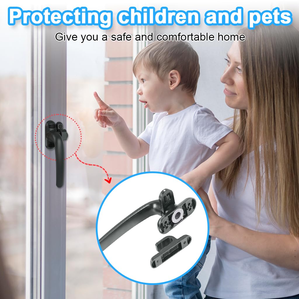 HASTHIP Casement Window Lock Kit for Aluminum Windows with Left Handle and 4 Screws | Grey