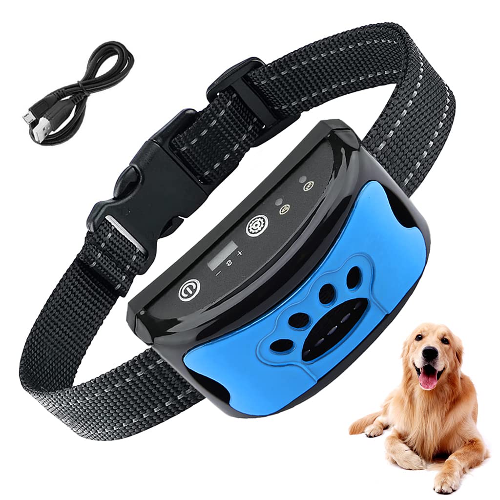 Qpets® Dog Training Collar Barking Control Device for Small Medium and Large Dogs No Shock Safe Dog Bark Deterrent Devices with 3 Modes & 7 Senstivity Adjutable Levels