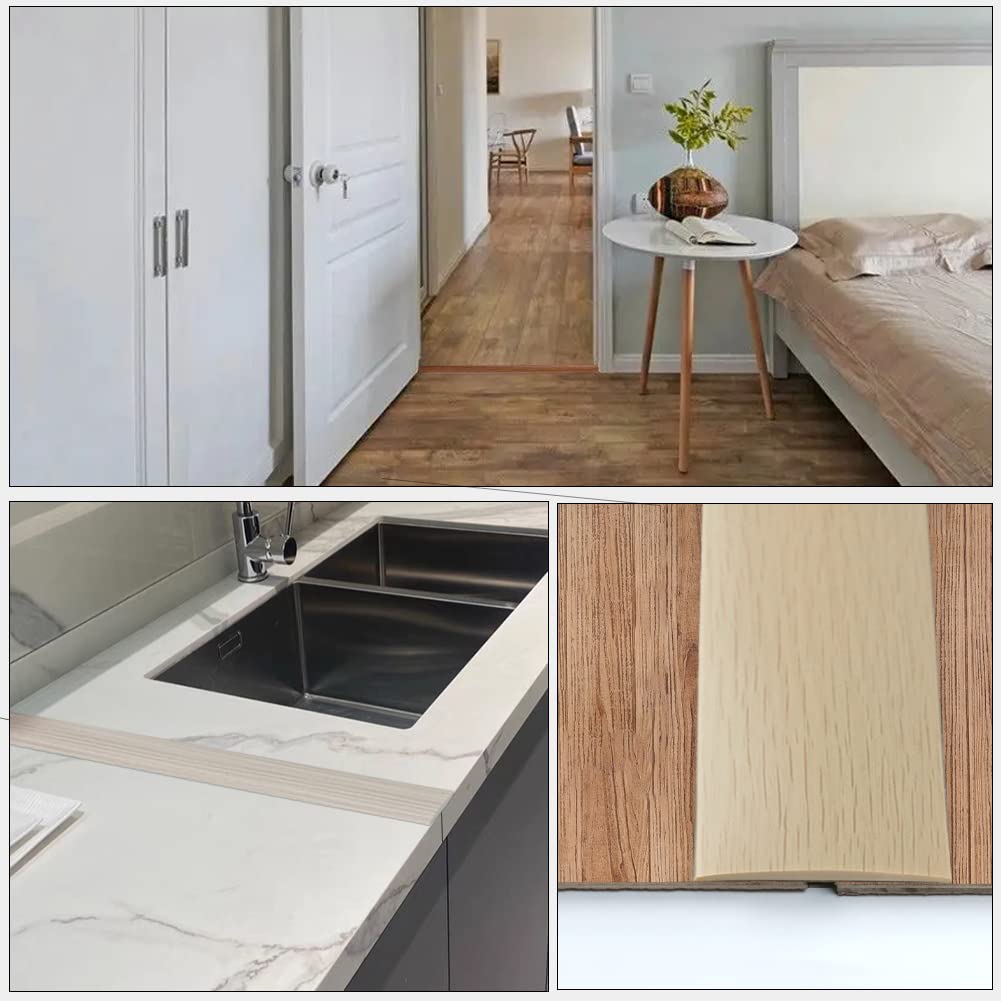 HASTHIP Floor Transition Strip for Joining Gaps and Carpet Thresholds 47.2 x 1.57 in Gray 3PCS | Scratch‑Resistant PVC Self Adhesive Design
