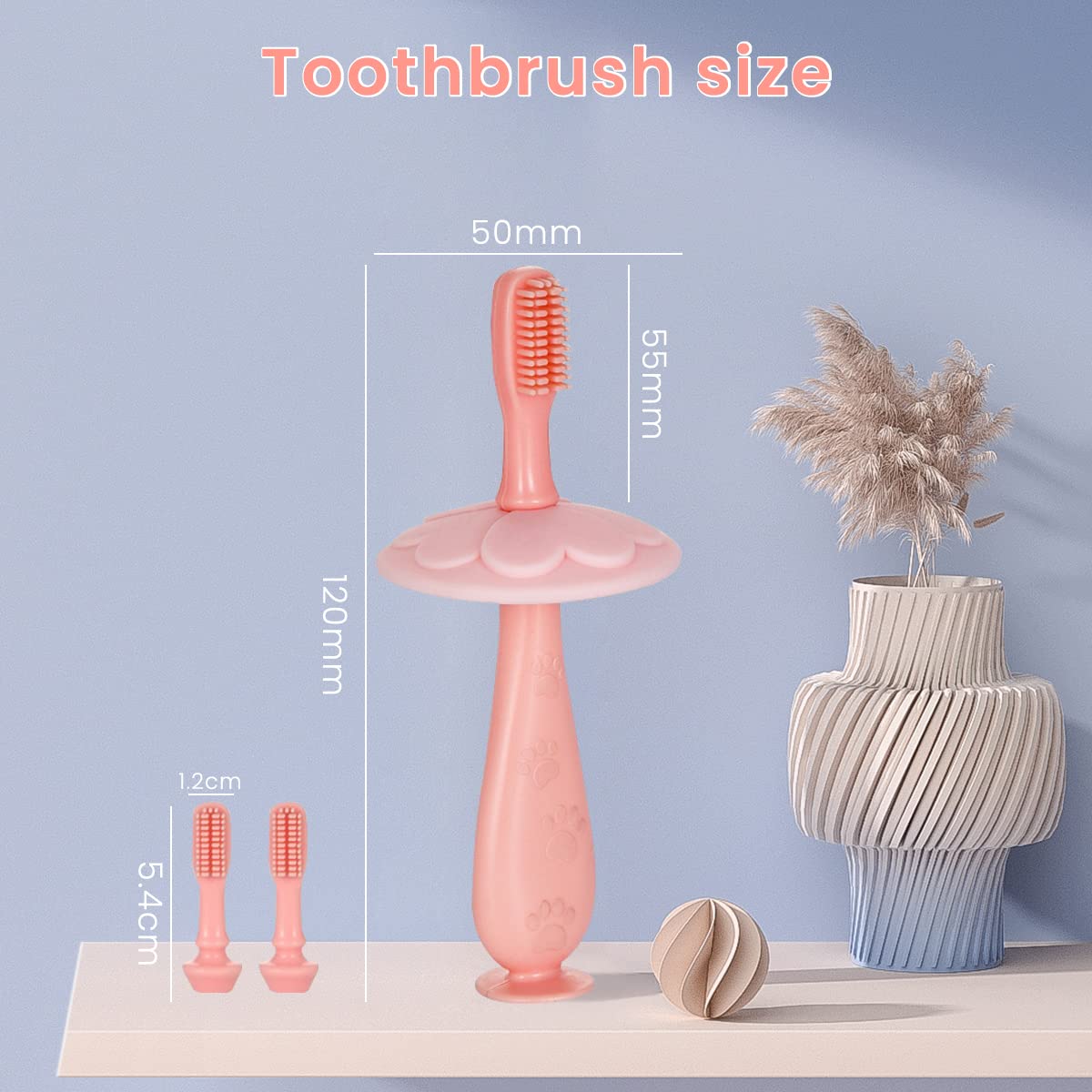 SNOWIE SOFT Baby Brush for 0–2 Years with 3 Switchable Heads and Anti Choking Shield | Soft Food Grade Silicone Toothbrush and Tongue Cleaner