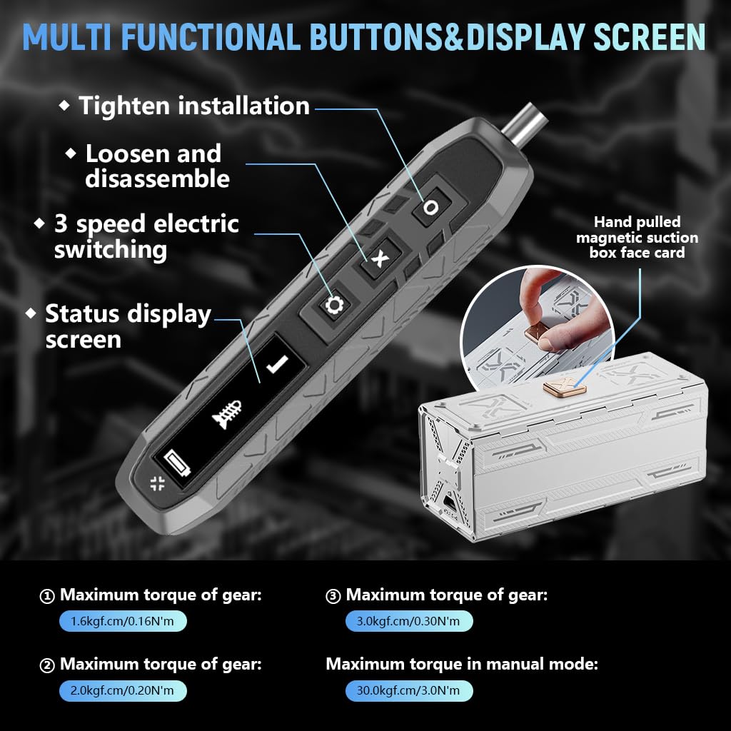 Serplex Precision Screwdriver Set for Electronics Repair with 3 Torque Modes and 162 Magnetic Bits | 500mAh Cordless Electric Tool