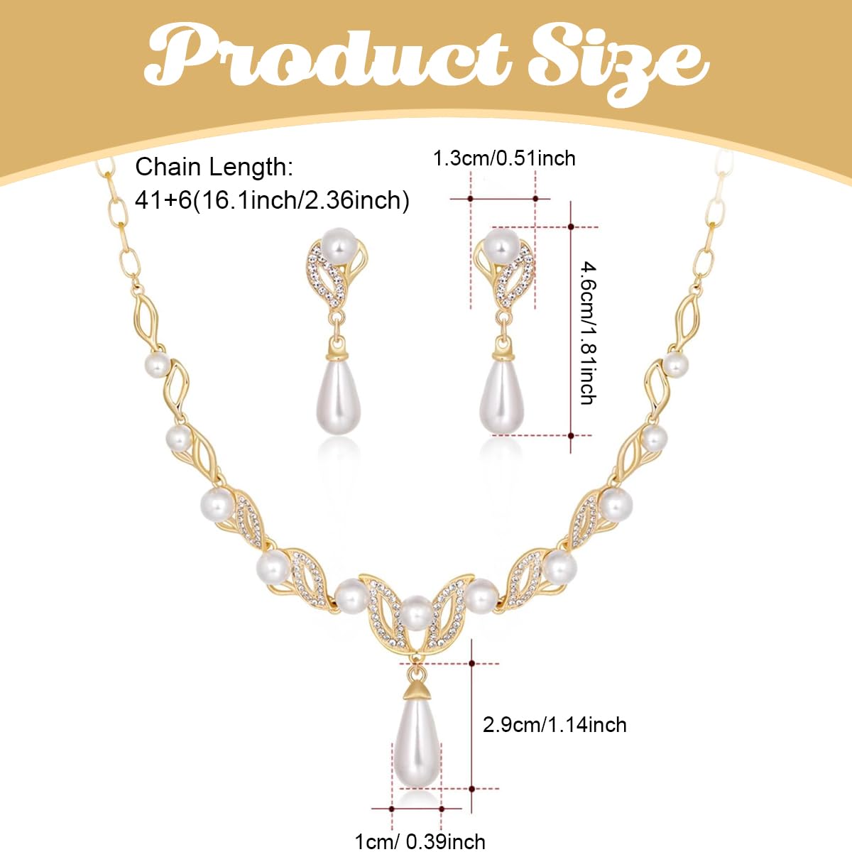 Venzina Pearl Necklace Set for Women with Drop Earrings featuring Rhinestones and Gold Alloy | Elegant Jewellery Gift