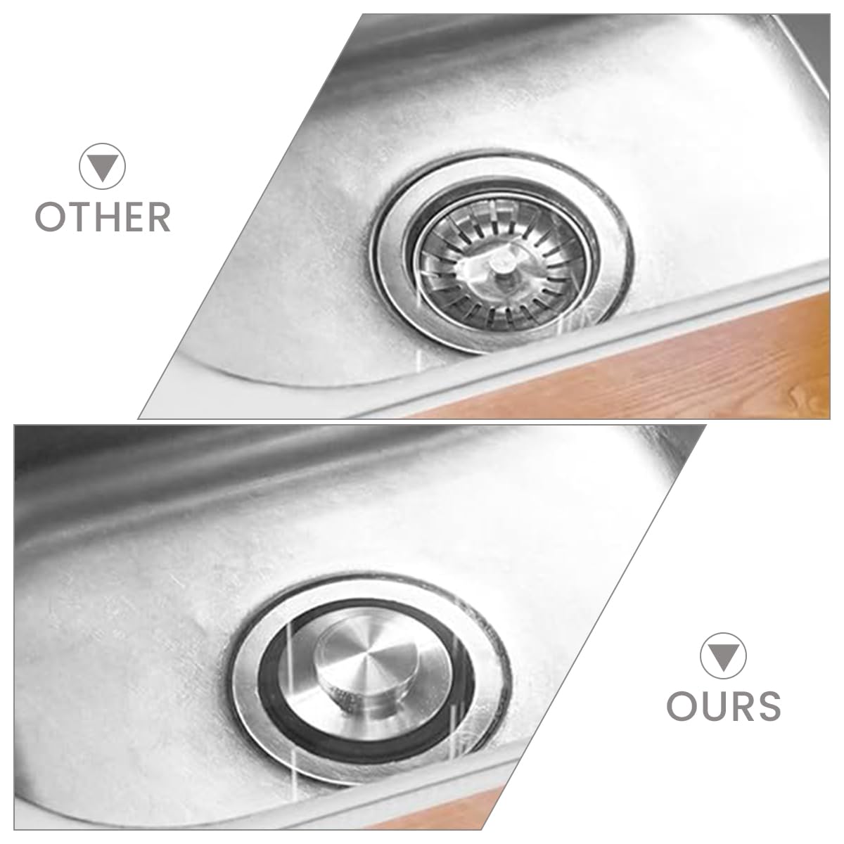 Supvox Kitchen Sink Drain Stopper for 3.34 in Drains with Rubber Seal and Stainless Steel Plug | Odor Blocking 2 Pcs Set