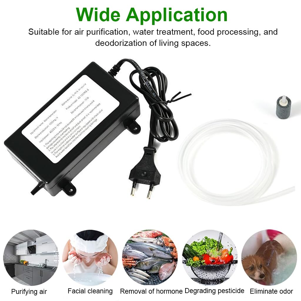 HASTHIP Ozone Generator for Air Purification and Water Treatment featuring 1000 mg h Output | Includes Diffusing Stone and Silicon Tube