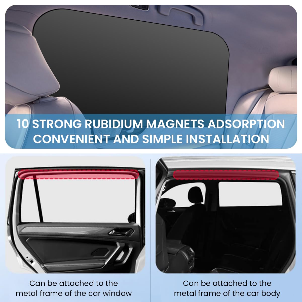 STHIRA® 2Pcs Car Window Sun Shade 31x19.6 Inches UV Protection Titanium Silver Cloth Sun Shade Magnetic Car Window Sun Shade Removable Sun Protection Cloth Sun Shade Car Privacy Sun Shade