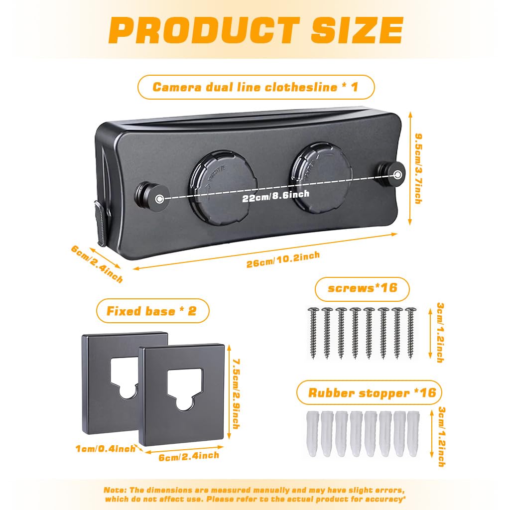HASTHIP Retractable Clothesline for Indoor and Outdoor Use with Dual Row Design and 16.7 ft Extension
