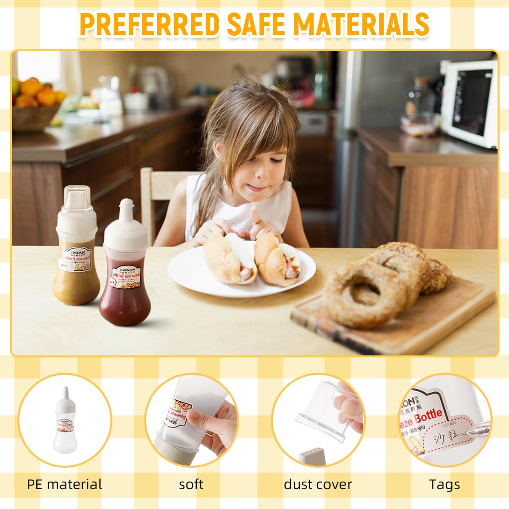 Supvox Squeeze Bottle Set for Condiments with Leak Proof Cap and 350ml Scale | Food Grade PET
