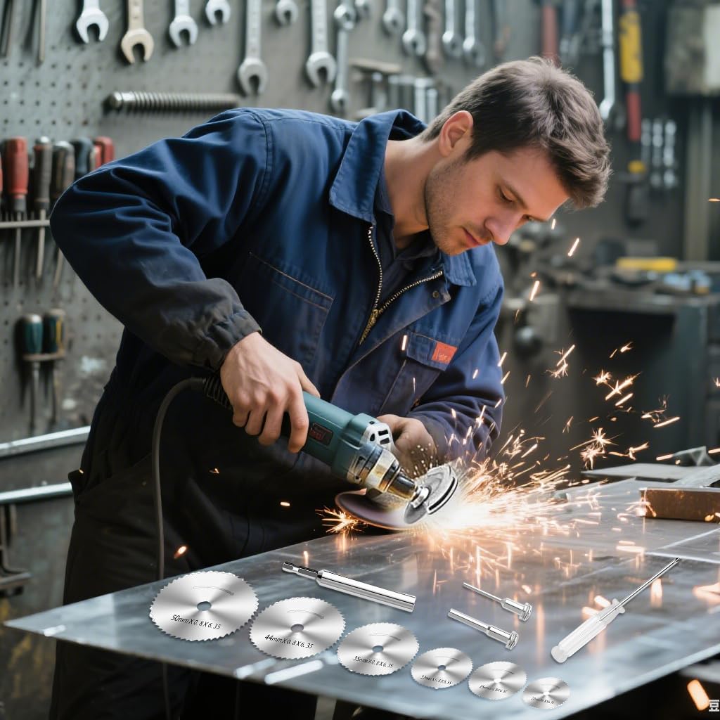 Serplex Rotary Drill Saw Blade Kit for Wood and Metal Cutting with 6 Mini Blades & Hex Shank