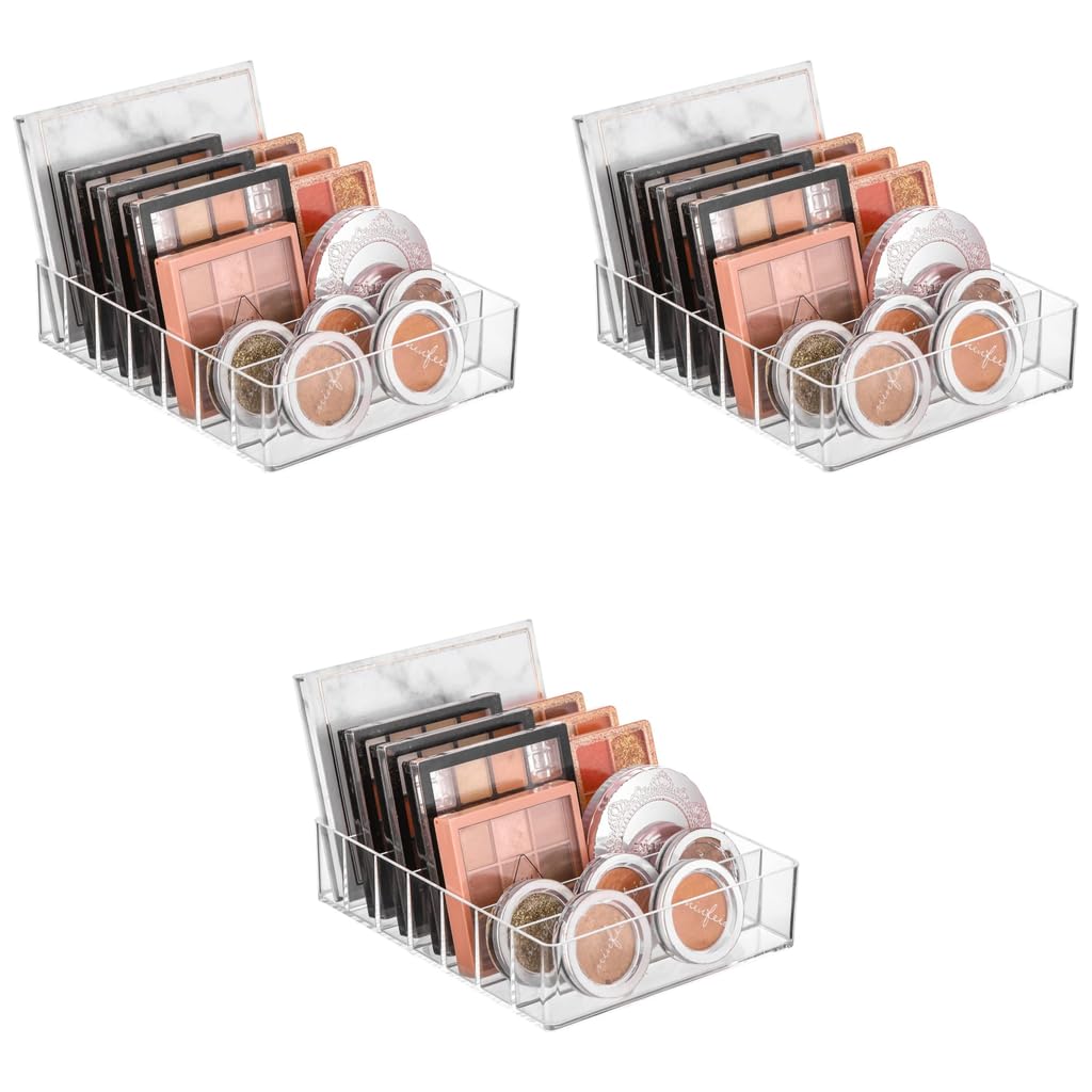 MAYCREATE Makeup Organizer for Vanity featuring 7 Section Design and Clear Acrylic 3 PCS Set