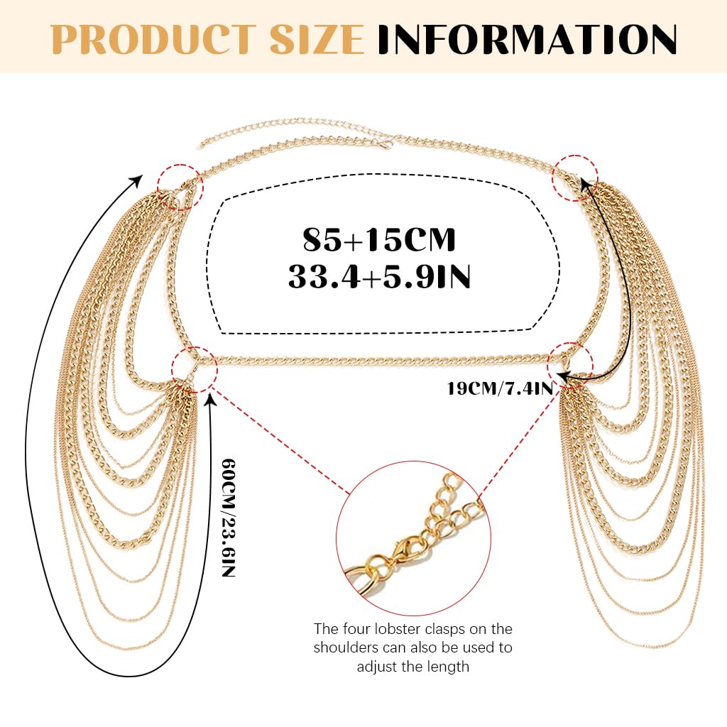 SANNIDHI Body Chain for Women with Adjustable Layered Tassel Design in Gold | Fashion Jewelry