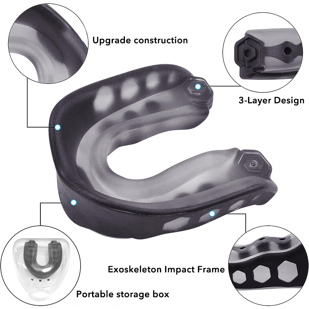 Optifit® Mouth Guard for Boxing for Adult Teen Use, High-density EVA Moulded Sports Mouth Guard for Football, Lacrosse, Basketball, All Sports, Gel Teeth Guard, One Size for All