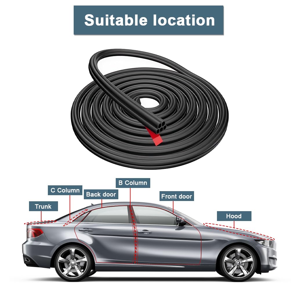 STHIRA Car Door Seal Strip for SUV and Truck featuring Dual Layer Cushioning | 52.5Ft Rubber Weatherproof Trim