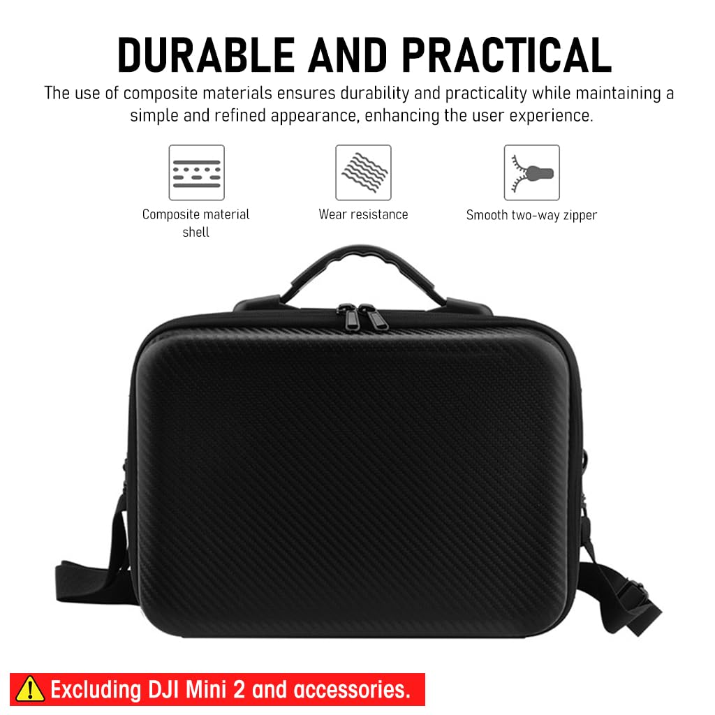 ZORBES Nylon Travel Carrying Case for DJI Mini 2 with Smooth Double Zipper 29×21×11cm | PU Hard Cover and Adjustable Shoulder Strap
