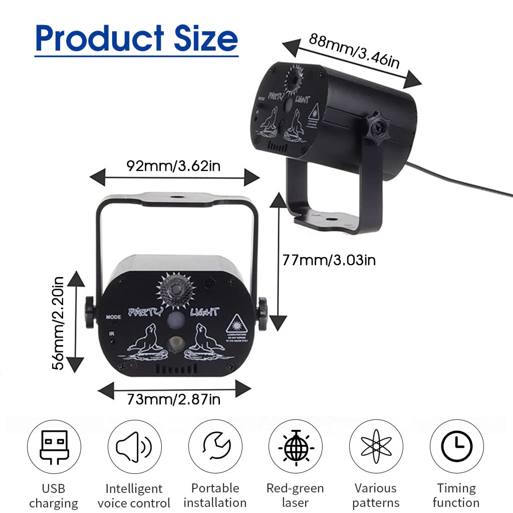 ELEPHANTBOAT LED DJ Light for Home Party with 60 Patterns and 11 Color Modes | Remote Control