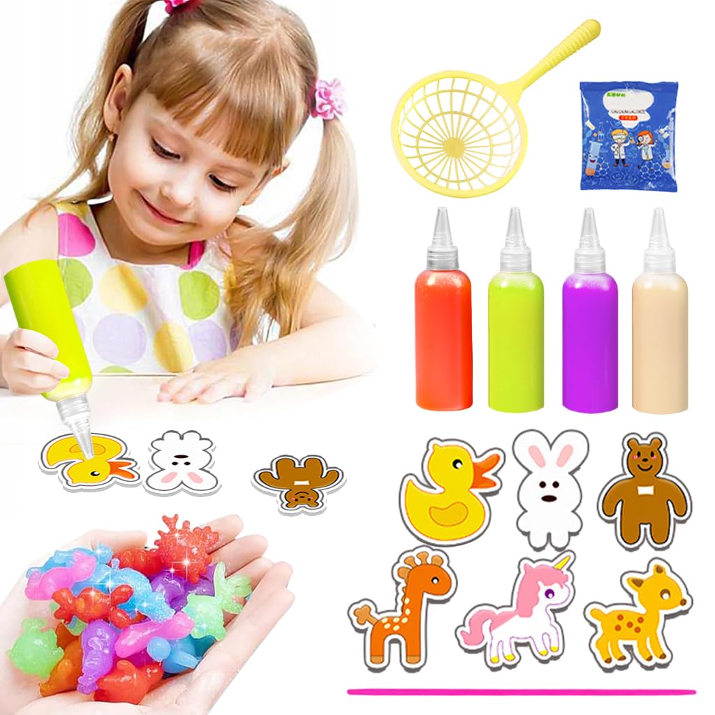 PATPAT Magic Water Elf Art Craft Kit for Kids with 4 Pigments and 6 Animal Molds | DIY Fun