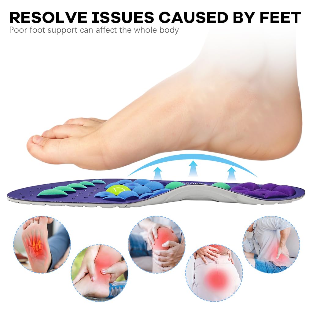 HANNEA Acupressure Insoles with Magnet Nubs for EU 44–47 Shoes featuring EVA Material | Foot Massage and Circulation Support