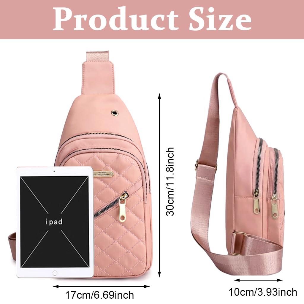 PALAY® Crossbody Bag for Women Sling Bag for Women Crossbody Bag for Women Phone Bag Oxford Cloth Stylish Pink Chest Bag Versatile Fashion Sling Bag Travel Shoulder Bags