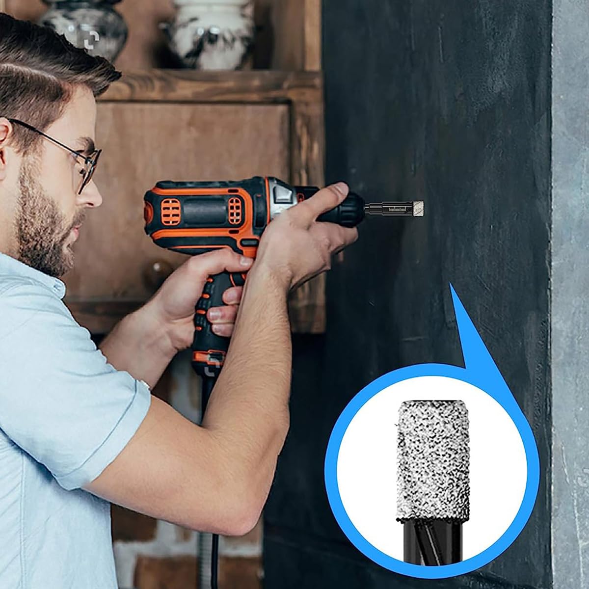 HASTHIP Dry Diamond Drill Bits Set for Granite and Tile with Wax Cooling Core 5PCS | Round Shank Sizes 1/4–1/2 inch