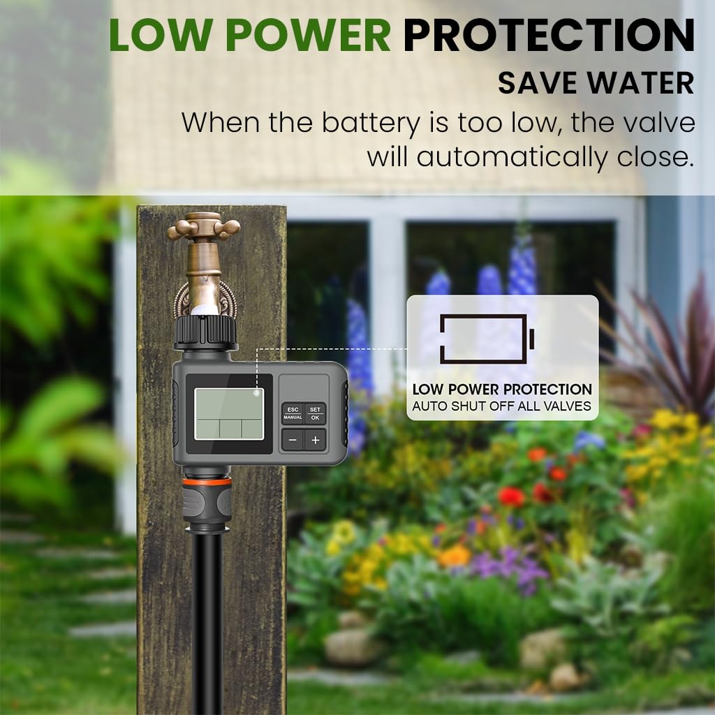 HASTHIP Automatic Water Timer for Garden Faucet with LCD Display and Manual Mode | 2 PCS UV‑Resistant ABS Smart Irrigation System
