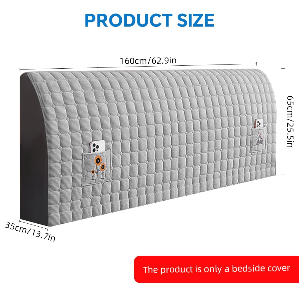 Supvox Stretch Headboard Cover 62.9x25.6 in for Double Beds with Quilted Fabric & Elastic Bottom