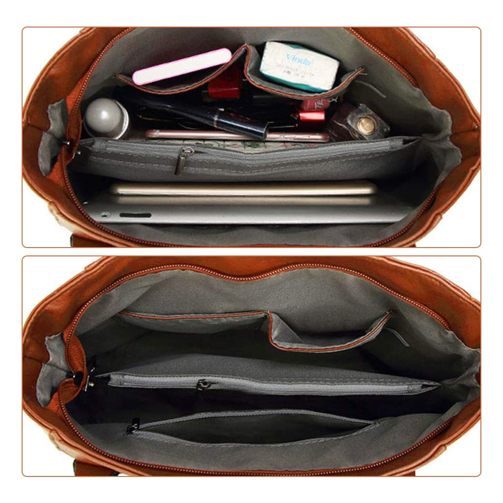 PALAY Women Tote Bag for Work and Travel featuring Removable Strap | Vintage Brown PU Leather Handbag