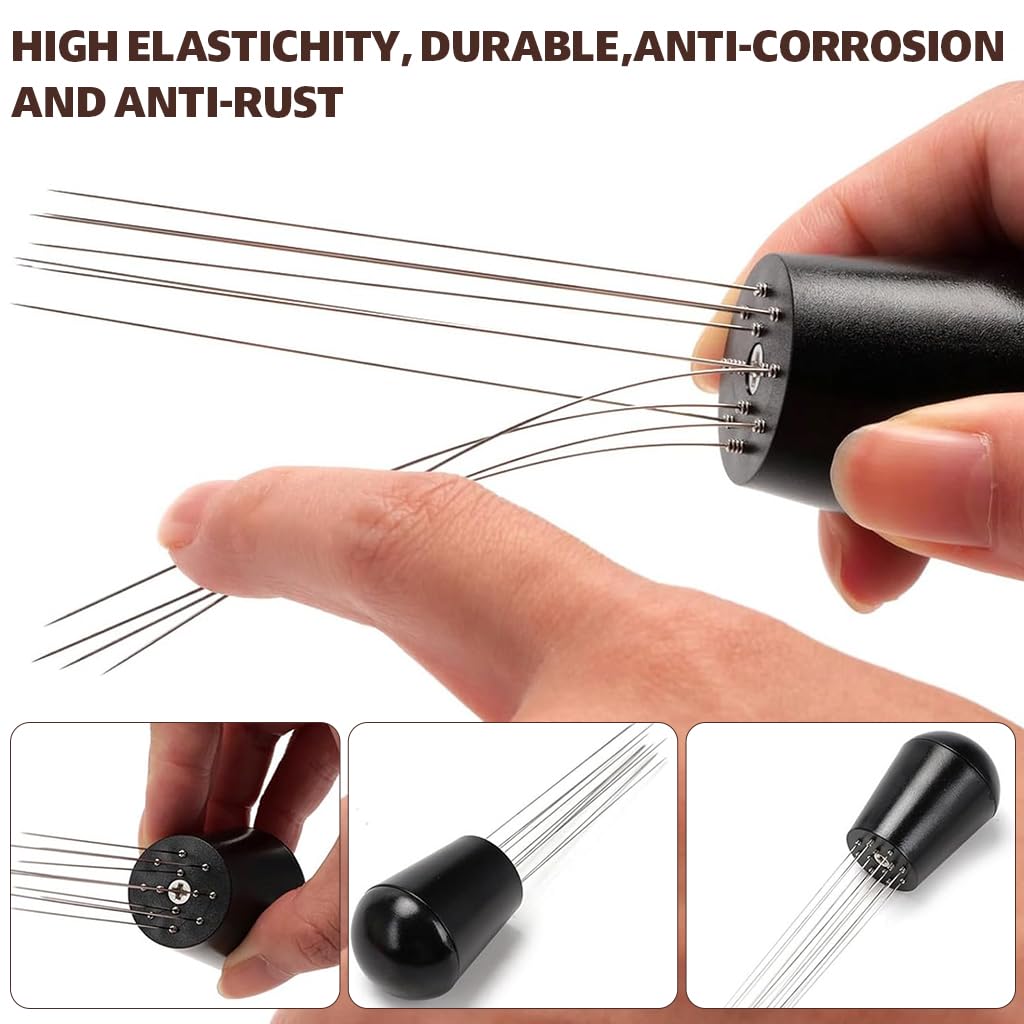 Supvox Coffee Stirrer for Espresso Machines with Ergonomic ABS Handle and 304 Stainless Steel Needles | 3 PCS Set