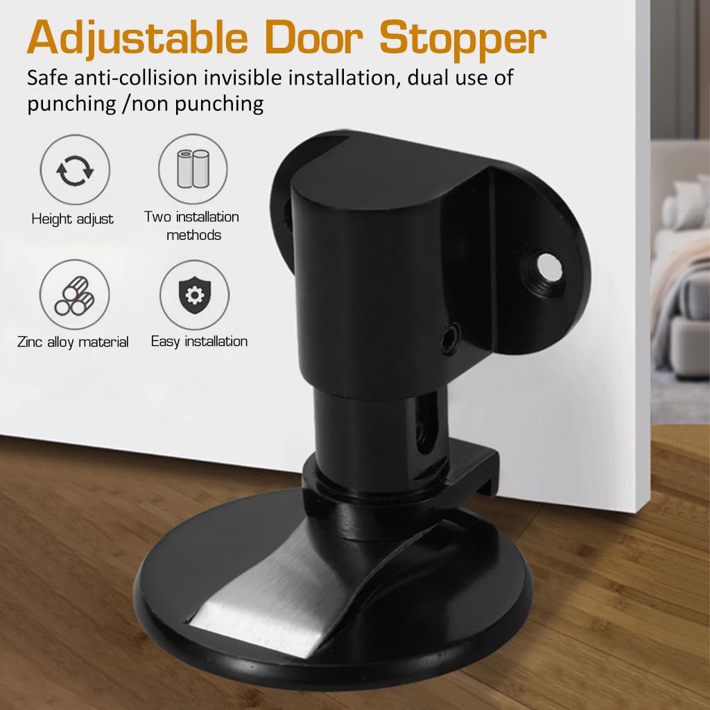 Serplex® Door Stopper for Home Magnetic Door Stopper Door Catch Stainless Steel Door Stopper Height-Adjustable Invisible Magnetic Door Stop with 3M Adhesive No Drilling for Home Office Bedroom