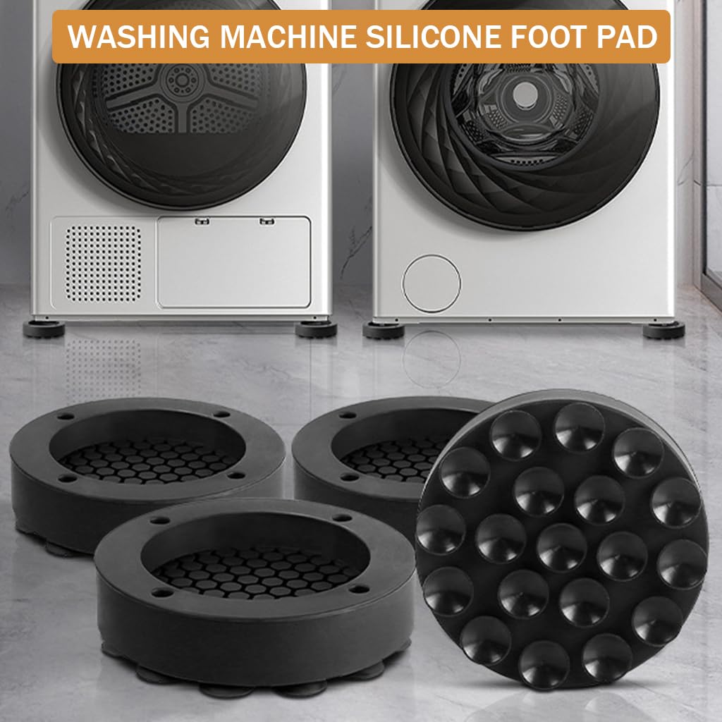 HASTHIP® 4Pcs Silicone Anti Vibration Pads for Washing Machine, Anti Vibration Washing Machine Support, Prevent Your Washer and Dryer Set from Walking and Reduce Noise, Grey