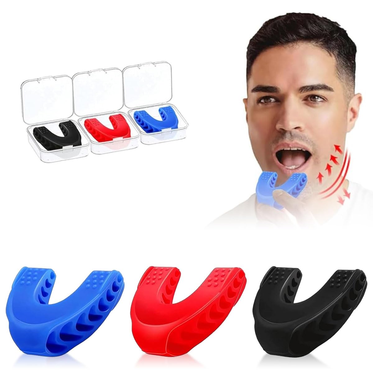 MAYCREATE® 3Pcs Jawline Exerciser Tool for Men Women 40/50/60lbs Foodgrade Silicone Jawline Exerciser Tool Jawline Exerciser, Slim and Tone Your Face- Helps Reduce Stress and Craving