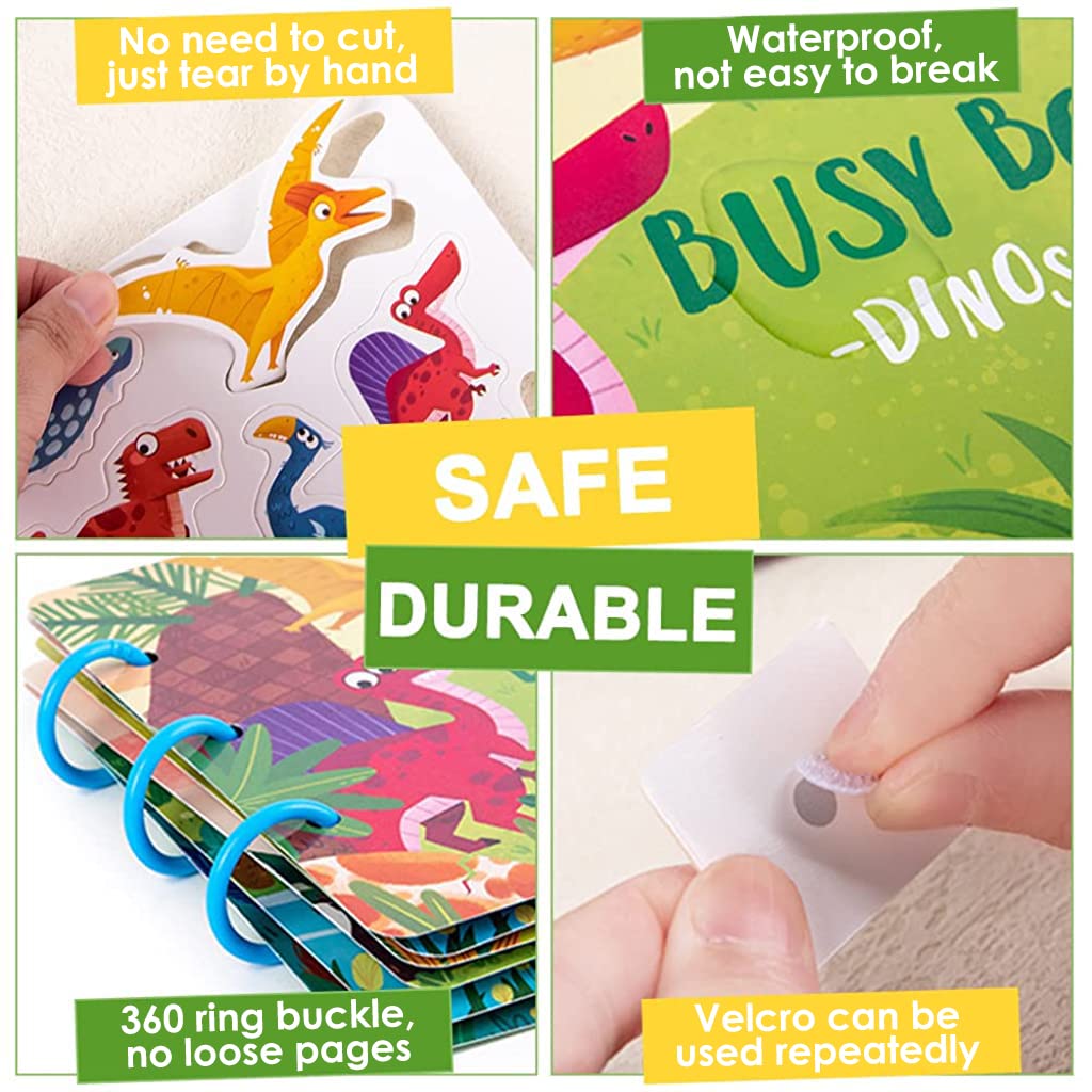 PATPAT Montessori Busy Book for Kids with 10 Learning Themes and Dinosaur Stickers | Educational Toy for Toddlers 1–3