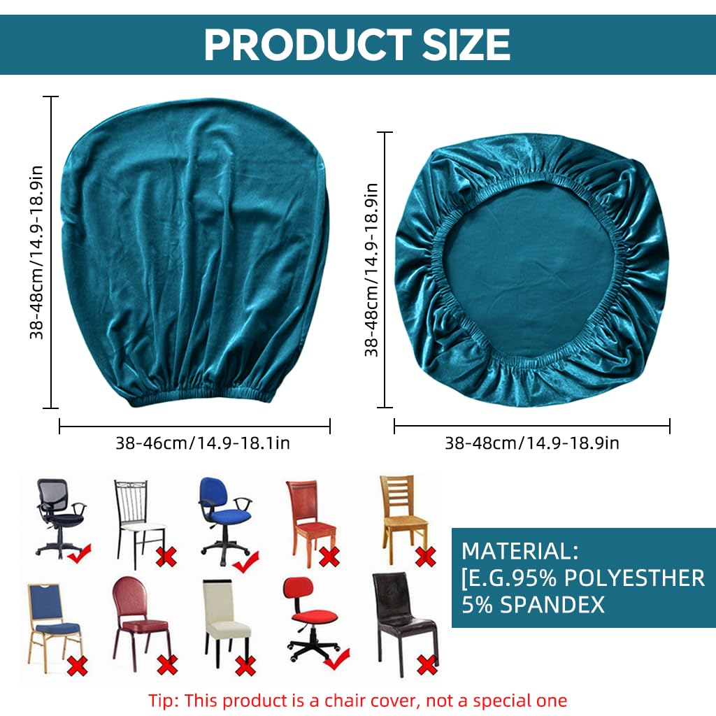 HASTHIP Seat Cover for Chair with 2 Piece Set featuring Elastic Edge Velvet Fabric Aqua Blue