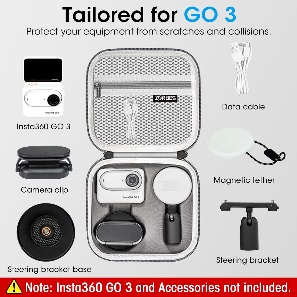 ZEITEL Carrying Case for Insta360 GO 3 with Hand Strap for Travel and Accessory Storage