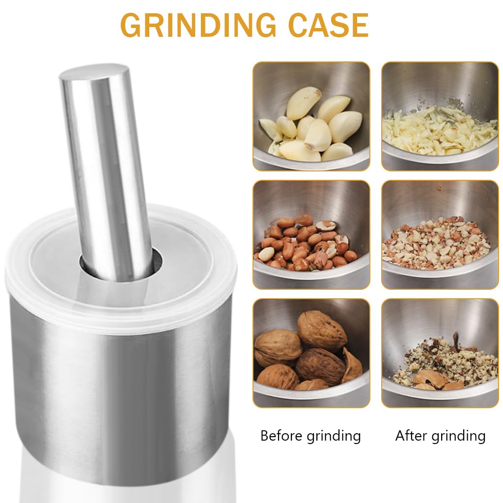 Supvox Mortar and Pestle for Spice and Herb Grinding featuring Lid Hole Design | 10cm 304 Stainless Steel Bowl