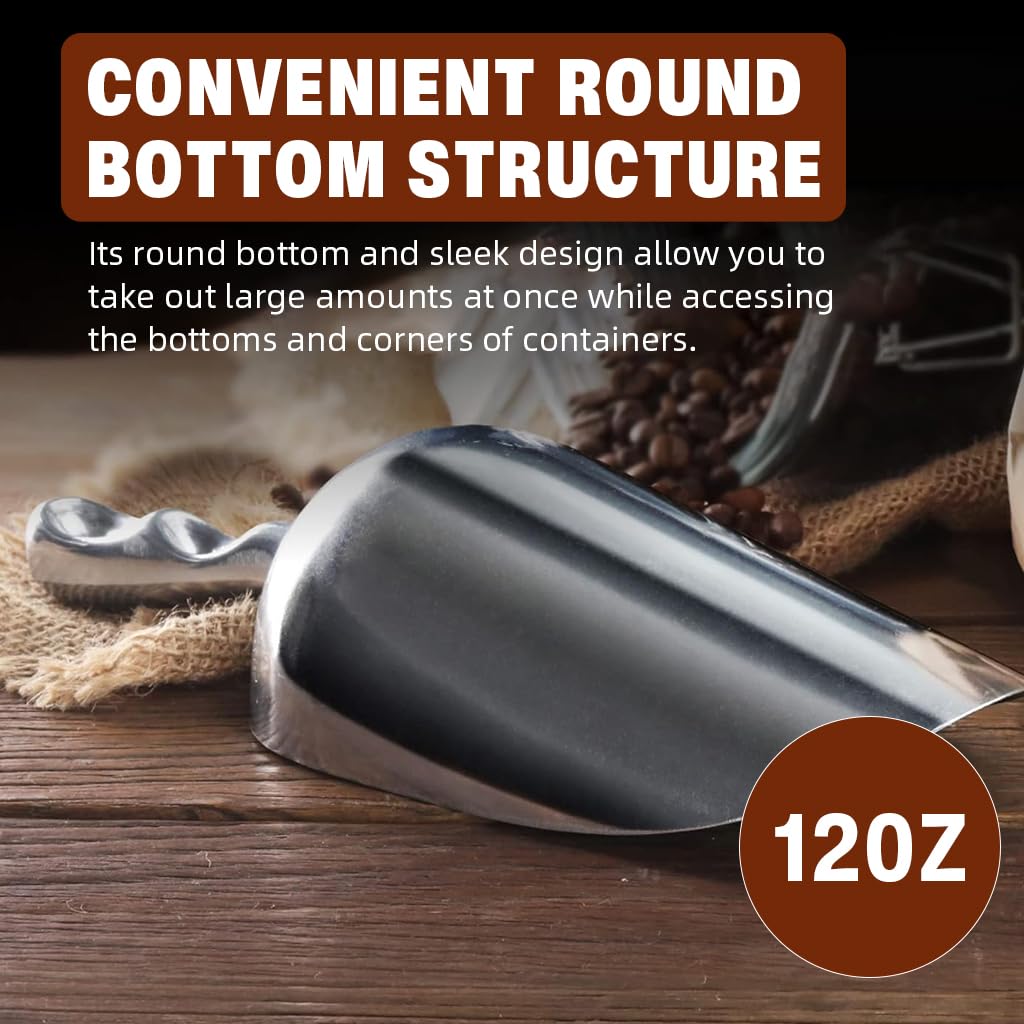 HASTHIP Ice Scoop for Ice Buckets with 12 oz Deep Bowl and Ergonomic Handle | Aluminum Tool