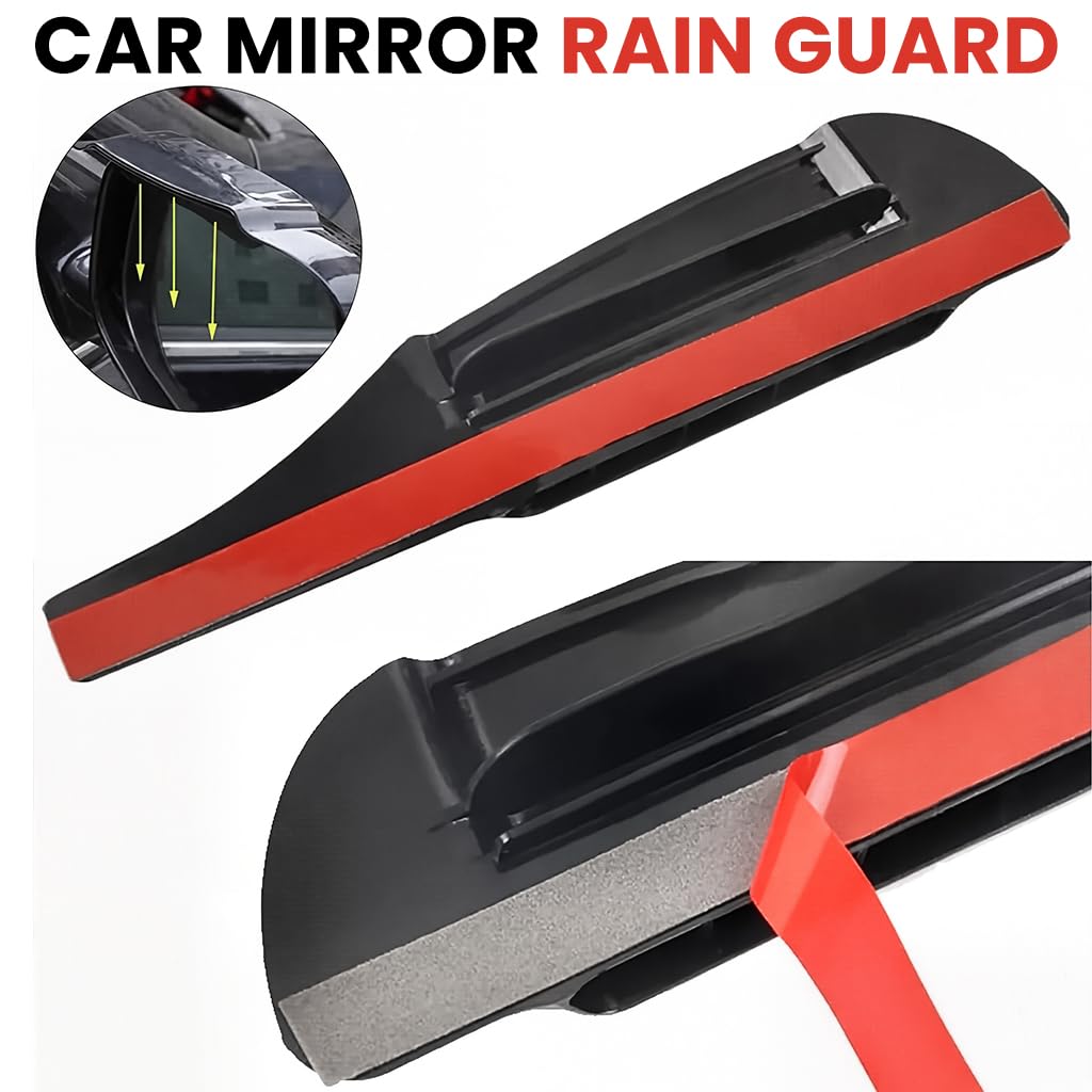 STHIRA Car Rearview Mirror Rain Eyebrow 2PCS with Air Deflector Design and PVC Guards | Clear Visibility for All Weather Driving