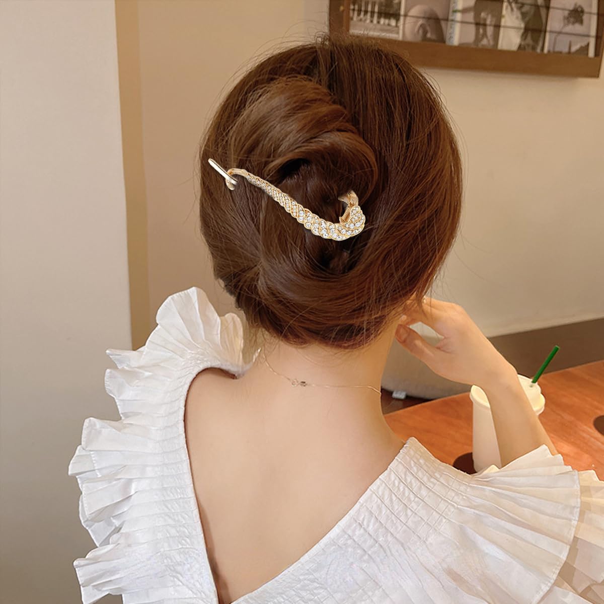 PALAY® Women Hair Combs Accessories Retro Decorative Hair Comb Clips - Rhinestone Flower Hairpin for Ladies